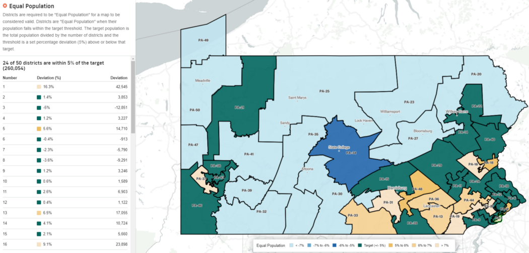 Screenshot of DistrictBuilder map.